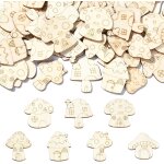 Kalanka - lot de 200 dcoupes en bois brut en forme de champignon pour peinture, artisanat, dcoration ...