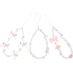 Kalanka - 3 pices lanire de poignet pour tlphone avec perles de cristal bracelet rose pour tlphone ...