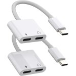 Kalanka - adaptateur de casque usb - c (2 en 1) dac double prise de type c, cble rpartiteur audio auxiliaire ...