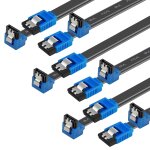 Kalanka - cble sata iii, lot de 6 cble sata iii 6 gb / s  90 degrs  angle droit loquet de verrouillage, ...