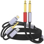Kalanka - câble en y usb c 3, 5 mm et lightning vers double 6, 35 mm 1 / 4 ts mono stéréo, câble audio ... Kalanka - câble en y usb c 3, 5 mm et lightning vers double 6, 35 mm 1 / 4 ts mono stéréo, câble audio ...