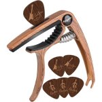 Kalanka - capodastre guitare, capo de guitare en grain de bois avec 6 mediators unique, pour guitare ...