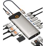 Kalanka - docking station d'accueil usb c, 15 - en - 1 , 2 hdmi 4k@60hz, vga, usb - c / a 5gbps, lecteur ...