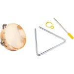 Kalanka - fuzeau - 593 - tambourin en peau naturelle - Ø15 cm - 8 cymbalettes - cerclage bois - vritable ...