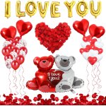 Kalanka - kit de dcoration de saint valentin, ballons confettis, 1000 pices ptales de rose, dcoration ...