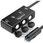 Kalcx - chargeur de voiture 120w usb qc3. 0, 3 prises adaptateur allume cigare usb prise allume cigare ...
