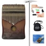 Kalimba pouce piano 17 touches avec acajou en bois avec sac marteau et livre de musique parfait pour ...