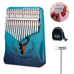 Kalimba pouce piano 17 touches avec acajou en bois avec sac, marteau et livre de musique, parfait pour ...