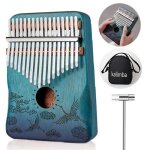 Kalimba pouce piano 17 touches avec acajou en bois avec sac, marteau et livre de musique, parfait pour ...