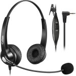 Kalpo - casque tlphone fixe sans fil de 2, 5 mm dual avec micro anti - bruit, contrle de volume, oreillette ...