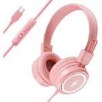 Kalpo - casque usb de type c pour enfants avec microphone, limiteur de volume 85 / 94 db, lumires led, ...