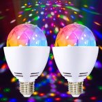 Kaltd - 2x lampe de fête led, e27 3w rgb led boule disco, ampoule disco rotative a 360, lampe disco led ... Kaltd - 2x lampe de fête led, e27 3w rgb led boule disco, ampoule disco rotative a 360, lampe disco led ...