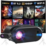 Kaojl - mini vidoprojecteur avec trpied 1080p avec wifi bluetooth projecteur portable, compatible avec ...