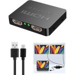 Kaojl - rpartiteur hdmi 1 en 2 sorties 4k 3d 1080p splitter hdmi 1 entre 2 sorties avec cble d'alimentation ...