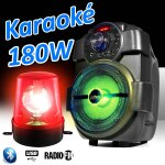Karaok enfants enceinte 180w portable batterie avec usb / bluetooth / radio fm + gyrophare rouge
