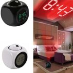 Kavrl - horloge electronique a projection multifonctionnelle avec lumire led, rveil vocal, temprature ...