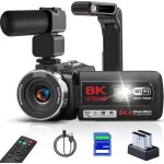 Kgabery - camscope 8k 64mp wifi camra vido avec vision nocturne ir pour youtube, ecran tactile 3. ...