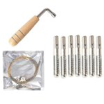 Kit d'accessoires pour harpe lyre avec 7 cordes m�talliques, 7 goupilles de cordes et cl� d'accord pour ...
