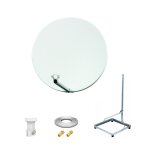 Kit antenne parabole 75 cm fibre + support balcon acier 1m pour dalle bton 50x50cm + lnb single + cble ...