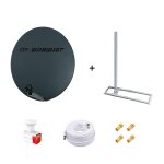 Kit antenne parabole fibre 85 cm anthracite + support de chevron toit 1m + lnb twin hd 4k + cble coax ...