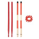 Kit de baguettes de tambour en nylon avec brosse a tambour en bois, clip de support de baguette de tambour, ...