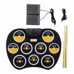 Kit de batterie lectronique, pads d'entranement en silicone enroulables, enregistrement portable