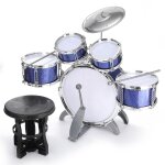 Kit de batterie jazz pour enfants instrument educatif musical 5 tambours 1 cymbale avec tabouret baguettes ...