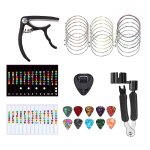 Kit de cordes de guitare 18 pices, kit de remplacement de guitare acoustique, cordes acoustiques, mdiators, ...