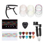 Kit de cordes de guitare 18pcs, outil de changement de guitare acoustique, cordes acoustiques, m�diators ...