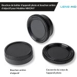 Kit couvercle de botier + couvercle d'objectif (arrire) adapt au botier d'appareil photo nikon et ...