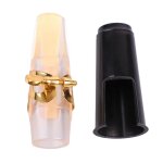 Kit d'embouchure de saxophone alto transparent plastic gold ligature black cap e flat sax instrument ...