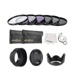 Kit de filtres andoer 6 pi�ces pour objectifs 77 mm avec filtres uv, cpl, fld, nd et accessoires