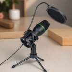 Kit de microphone a eclairage rvb avec trépied, micro a condensateur professionnel pour diffuser des ... Kit de microphone a eclairage rvb avec trépied, micro a condensateur professionnel pour diffuser des ...