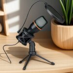Kit de microphone a eclairage rvb avec trépied, micro a condensateur professionnel pour diffuser des ... Kit de microphone a eclairage rvb avec trépied, micro a condensateur professionnel pour diffuser des ...