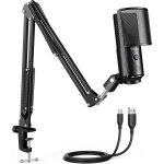 Kit de microphone usb avec bouton silencieux, microphone podcast avec bras boom pour ordinateur pc, microphone ...