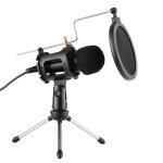 Kit de microphone vid�o avec mini tr�pied antichoc filtre anti - pop pare - brise c�ble adaptateur usb ...