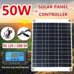 Kit de panneaux solaires 50w dc double usb, chargeur solaire portable, panneau etanche, cellules solaires, ... Kit de panneaux solaires 50w dc double usb, chargeur solaire portable, panneau etanche, cellules solaires, ...
