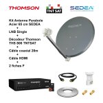 Kit parabole acier 65 cm anthracite + lnb single full hd 4k + décodeur ths 806 tntsat + câble coax 20m ... Kit parabole acier 65 cm anthracite + lnb single full hd 4k + décodeur ths 806 tntsat + câble coax 20m ...