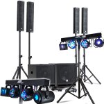Kit sono complet 2400w dj bm sonic, 4 enceintes satellites, 2x mega sub 38cm usb / bluetooth, cbles, ...