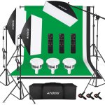 Kit de studio photo, 2 mx3 m, systme de support de fond avec bote a lumire, lumire constante, sac ...