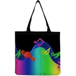 Kkahq - sac de musique - tote bag noir de haute qualit avec motif de note de musique, sac en toile durable ...