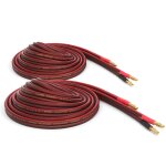 Kyaoayo - lot de 2 cbles d'enceinte en cuivre pur avec fiches banane plaques or, 14 awg