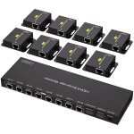 Kyaoayo - hdmi extender splitter 1 entre 8 sorties 50m 165ft sur cat6 7 ethernet transmetteur rcepteur ...