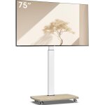 Kyaoayo - support de sol pour tv - roulable - avec etagère en bois - avec roulettes - pour télév ur plat ... Kyaoayo - support de sol pour tv - roulable - avec etagère en bois - avec roulettes - pour télév ur plat ...
