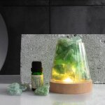 Lampe de table en cristal, haut - parleur bluetooth avec lumires colores, pierres naturelles brutes, ...