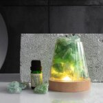 Lampe de table en cristal, haut - parleur bluetooth avec lumires colores, pierres naturelles brutes, ...