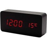 Lancoon horloge numrique en bois rveil  led multifonction avec affichage de l'heure / de la date / ...