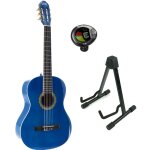 Lapaz 002 bl guitare classique format 4 / 4, bleu + stand + accordeur