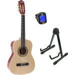 Lapaz 002 nt guitare classique taille 1 / 2 natural avec stand et accordeur