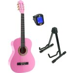 Lapaz 002 pi guitare classique format 3 / 4 rose + stand + accordeur